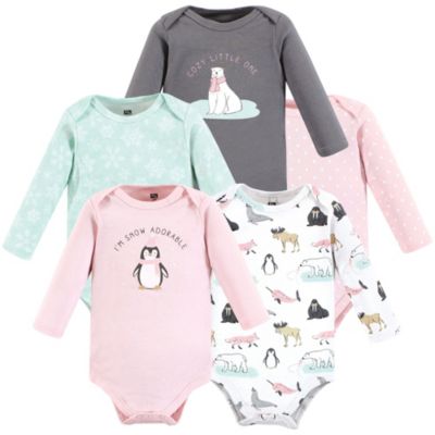 Боди Hudson Baby Girls Hudson Cotton Long-Sleeve, 5-Pack