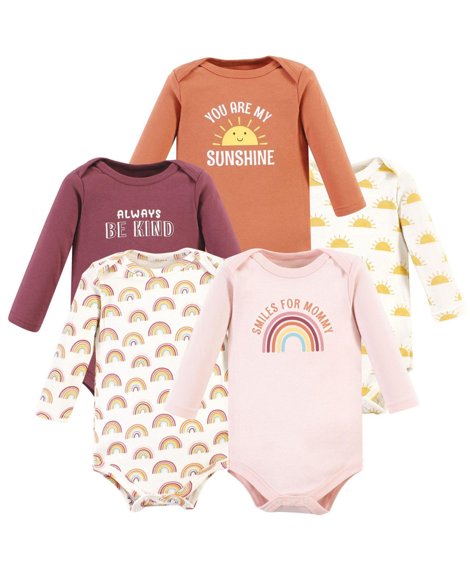 Боди Hudson Baby Girls Hudson Cotton Long-Sleeve, 5-Pack