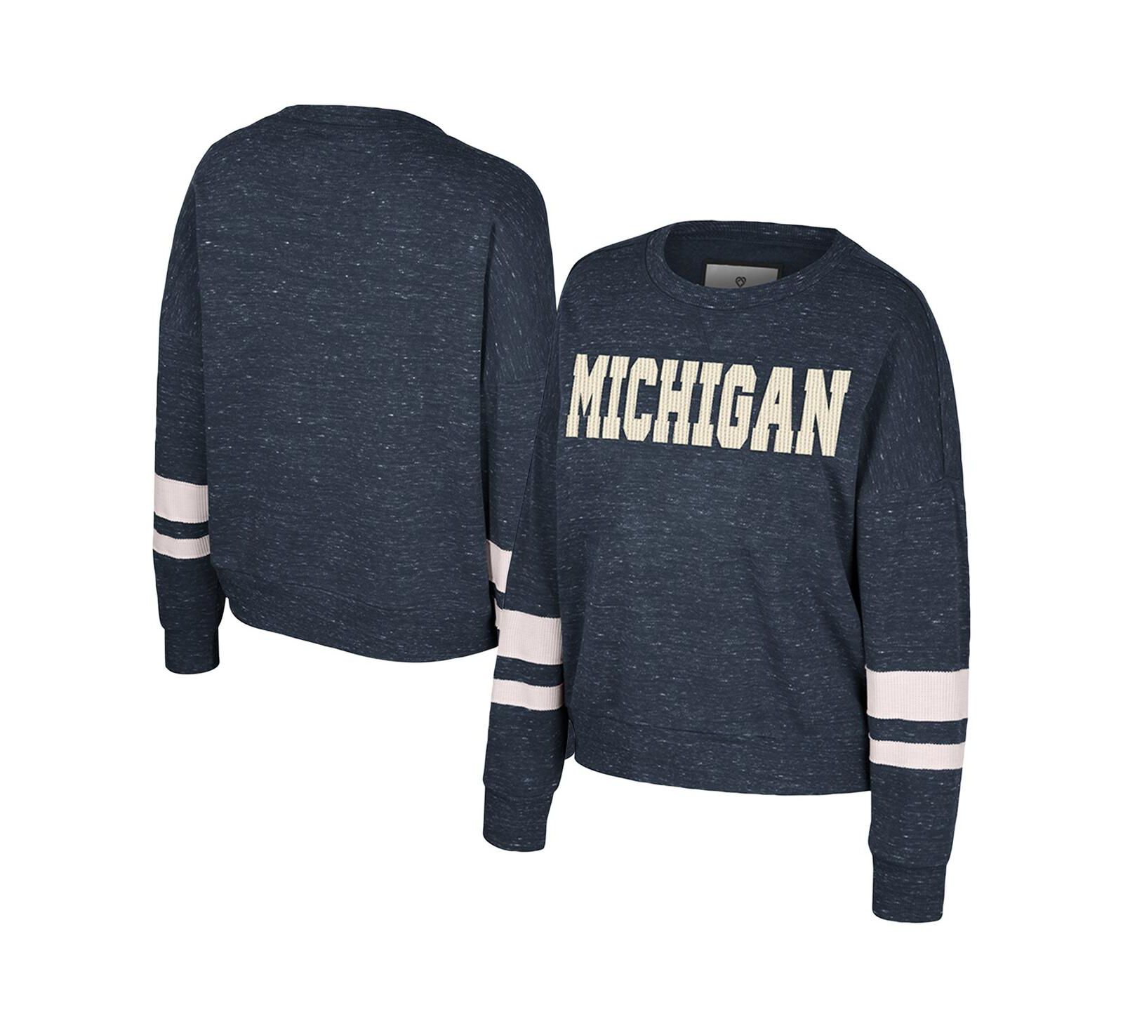 Женская толстовка Colosseum Navy Michigan Wolverines Lost City Speckle Pullover