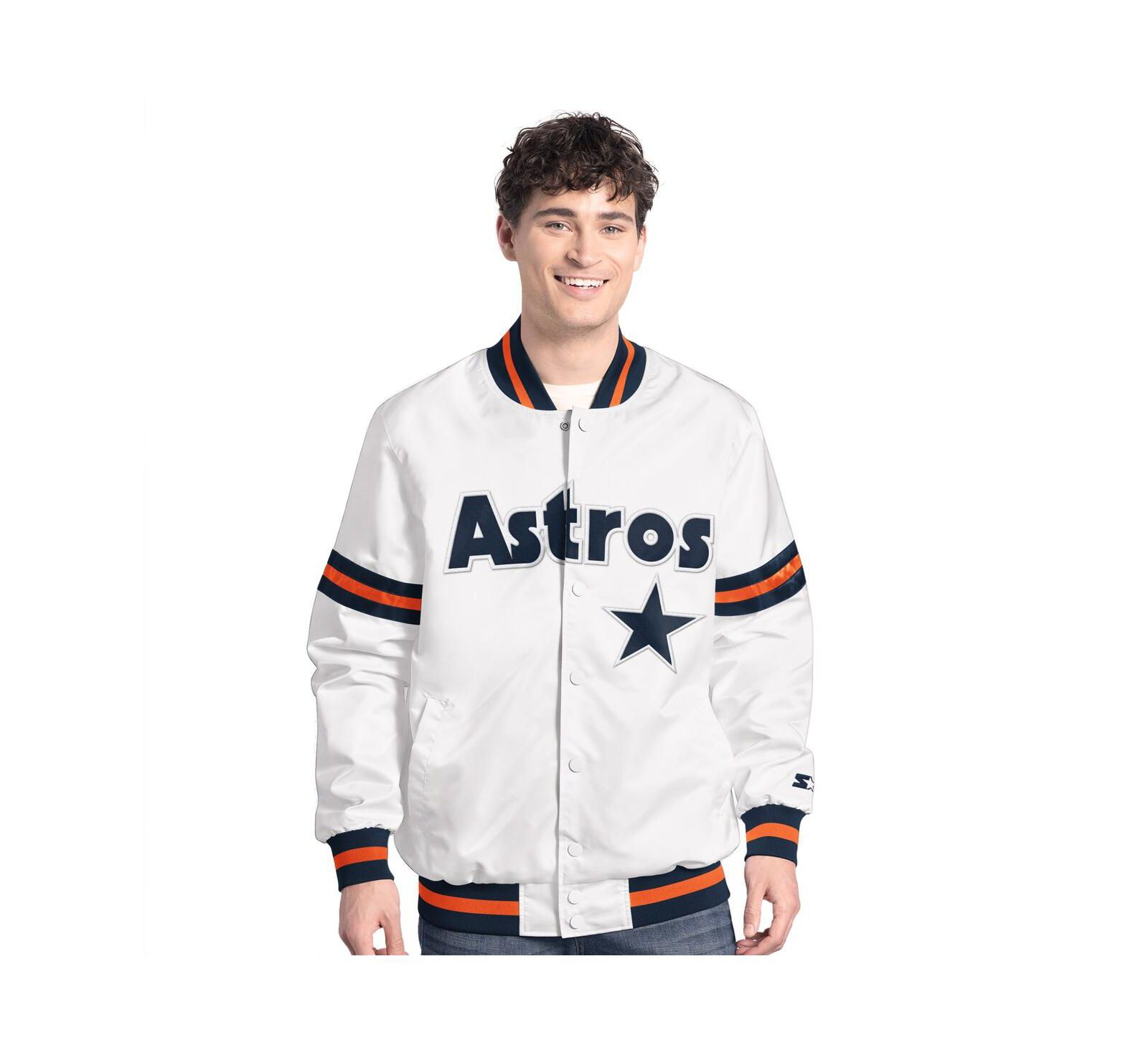 Мужская университетская куртка Starter White Houston Astros Cooperstown Scout Full-Snap Varsity