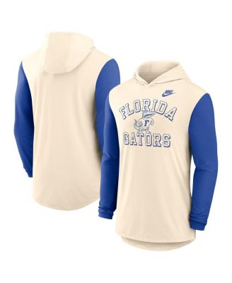 Nike Men's Natural/Royal Florida Gators Legacy Color-Block Tri-Blend Performance Long Sleeve Hoodie T-Shirt