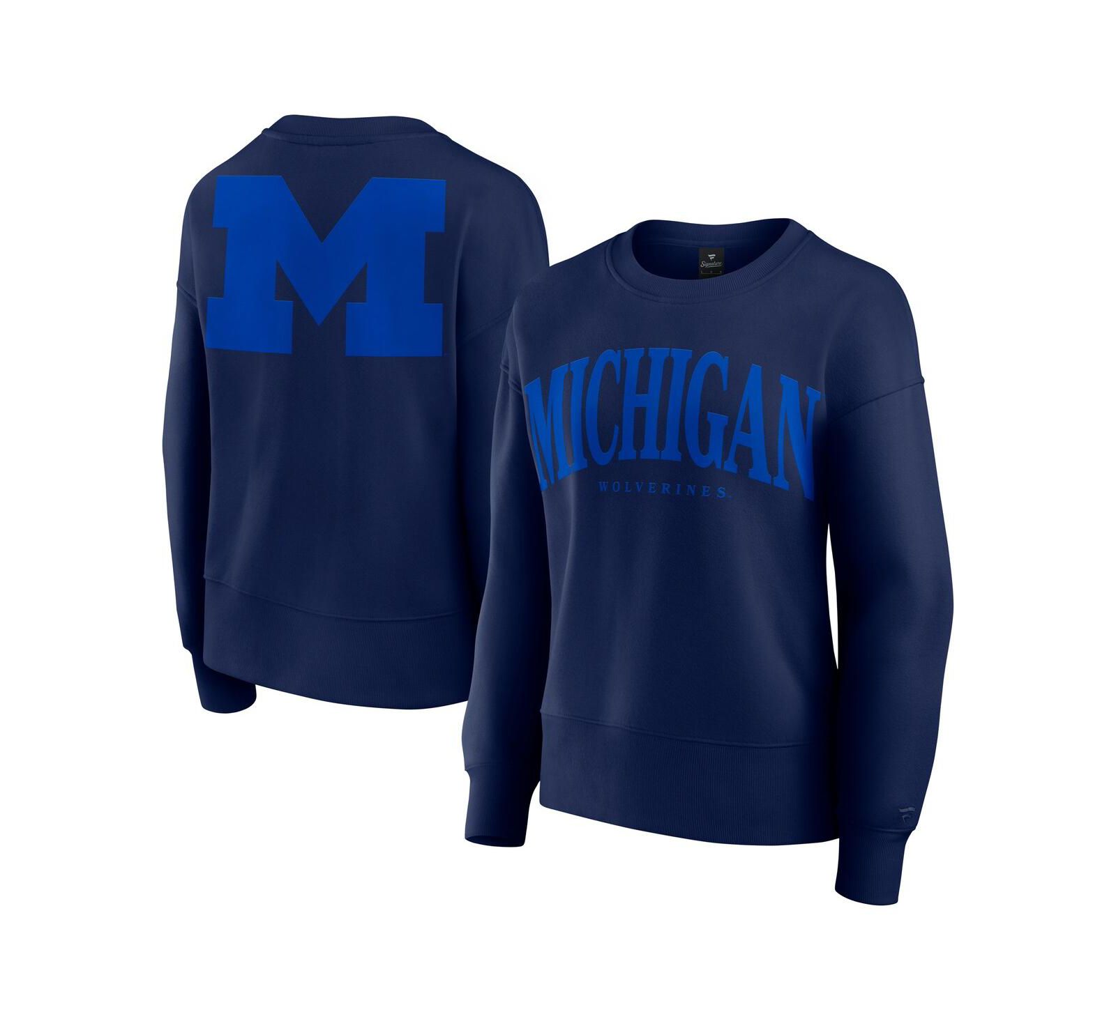 Fanatics Women's Navy Michigan Wolverines Supersoft Flow Fleece Pullover Sweatshirt