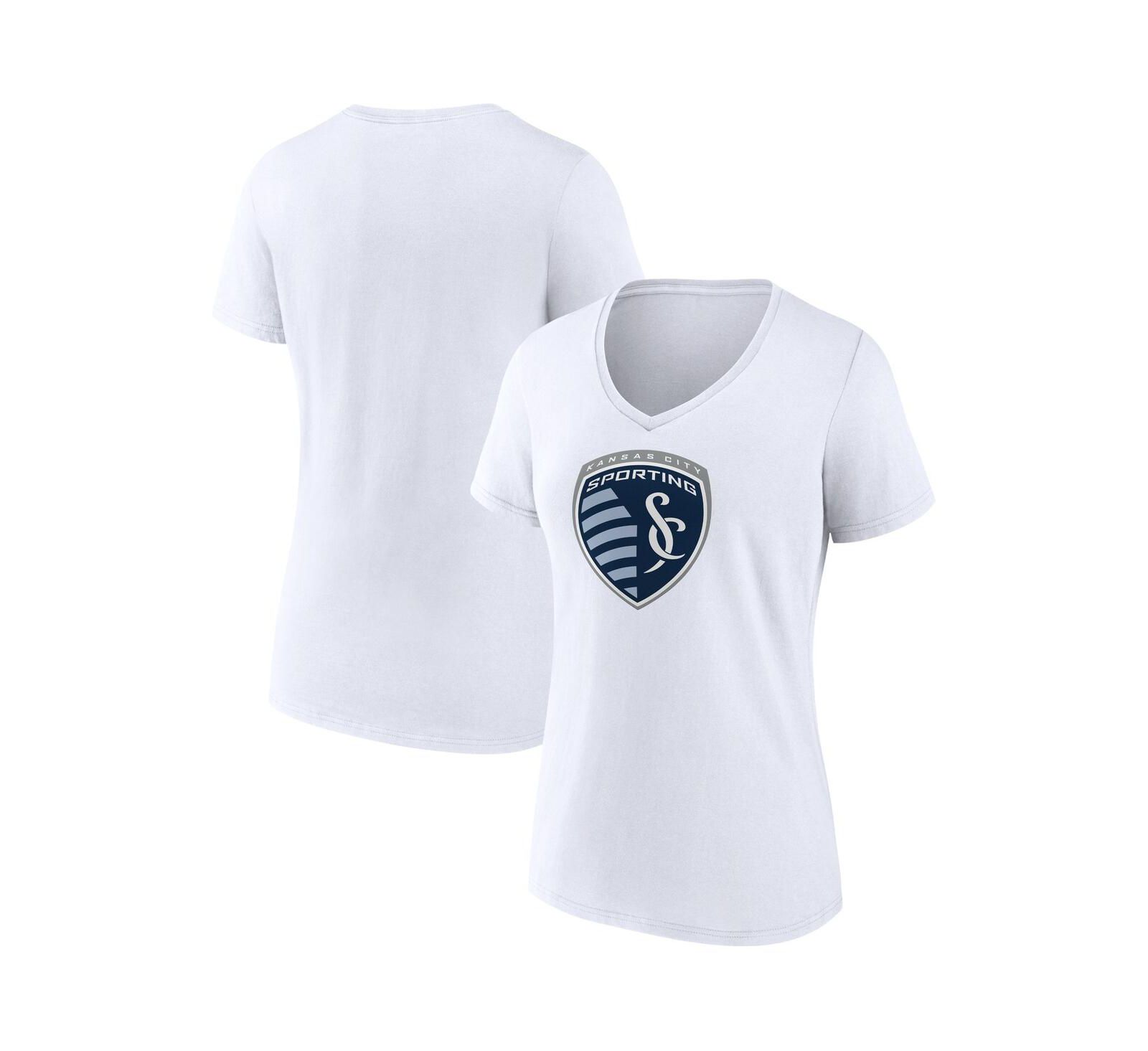 Женская футболка Fanatics Sporting Kansas City Logo V-Neck белая