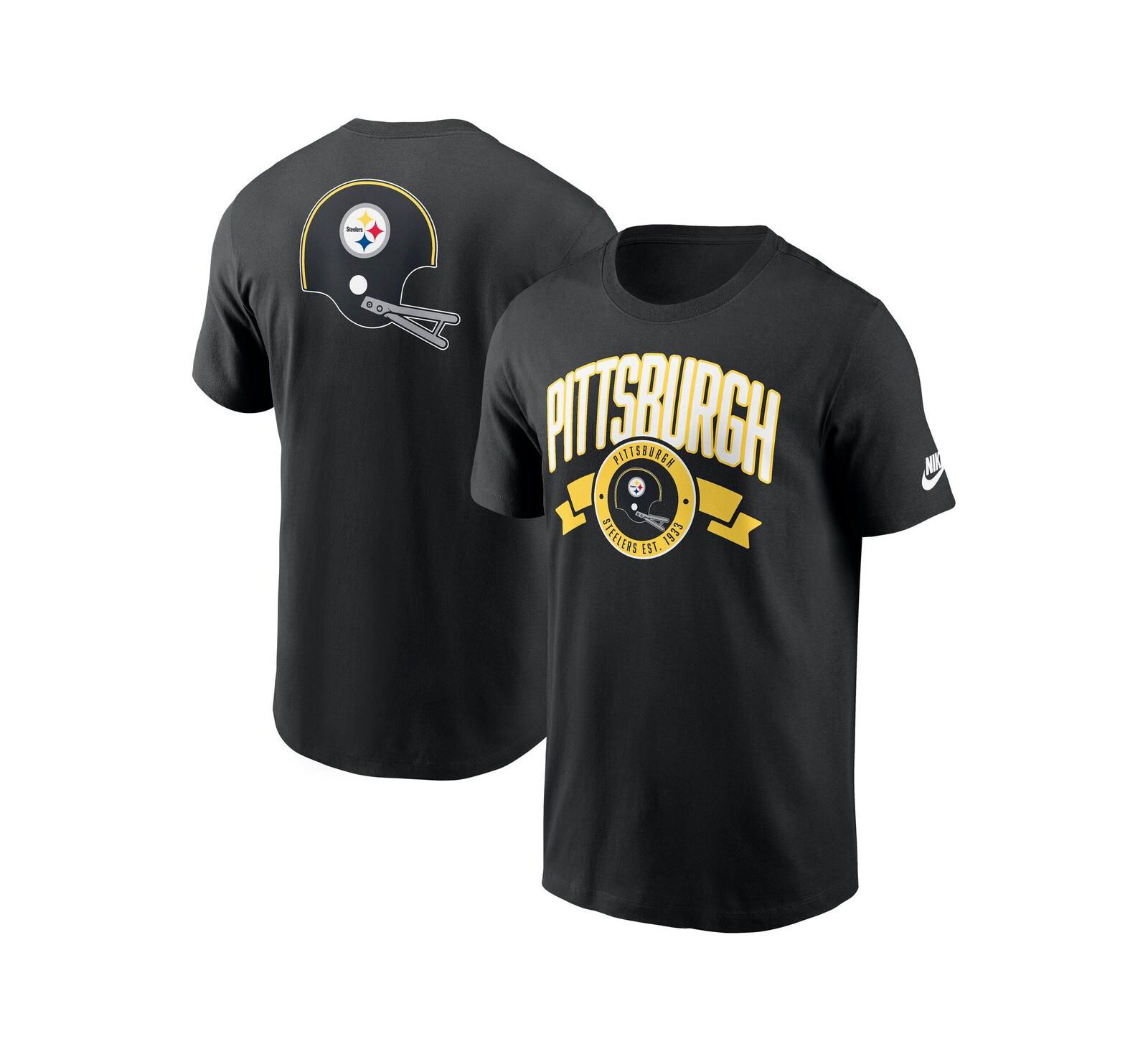 Nike Men's Black Pittsburgh Steelers Rewind Front and Back Hit Essential T-Shirt