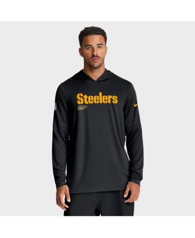 Nike Men's Black Pittsburgh Steelers Big & Tall Sideline Performance Long Sleeve Hoodie T-Shirt