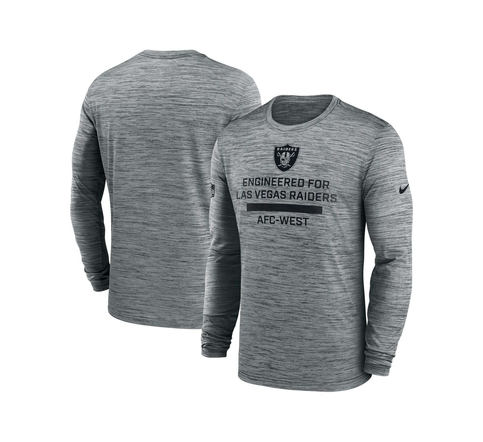 Nike Men's Gray Las Vegas Raiders Sideline Velocity Performance Long Sleeve T-Shirt