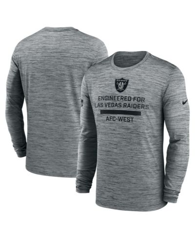 Nike Men's Gray Las Vegas Raiders Sideline Velocity Performance Long Sleeve T-Shirt