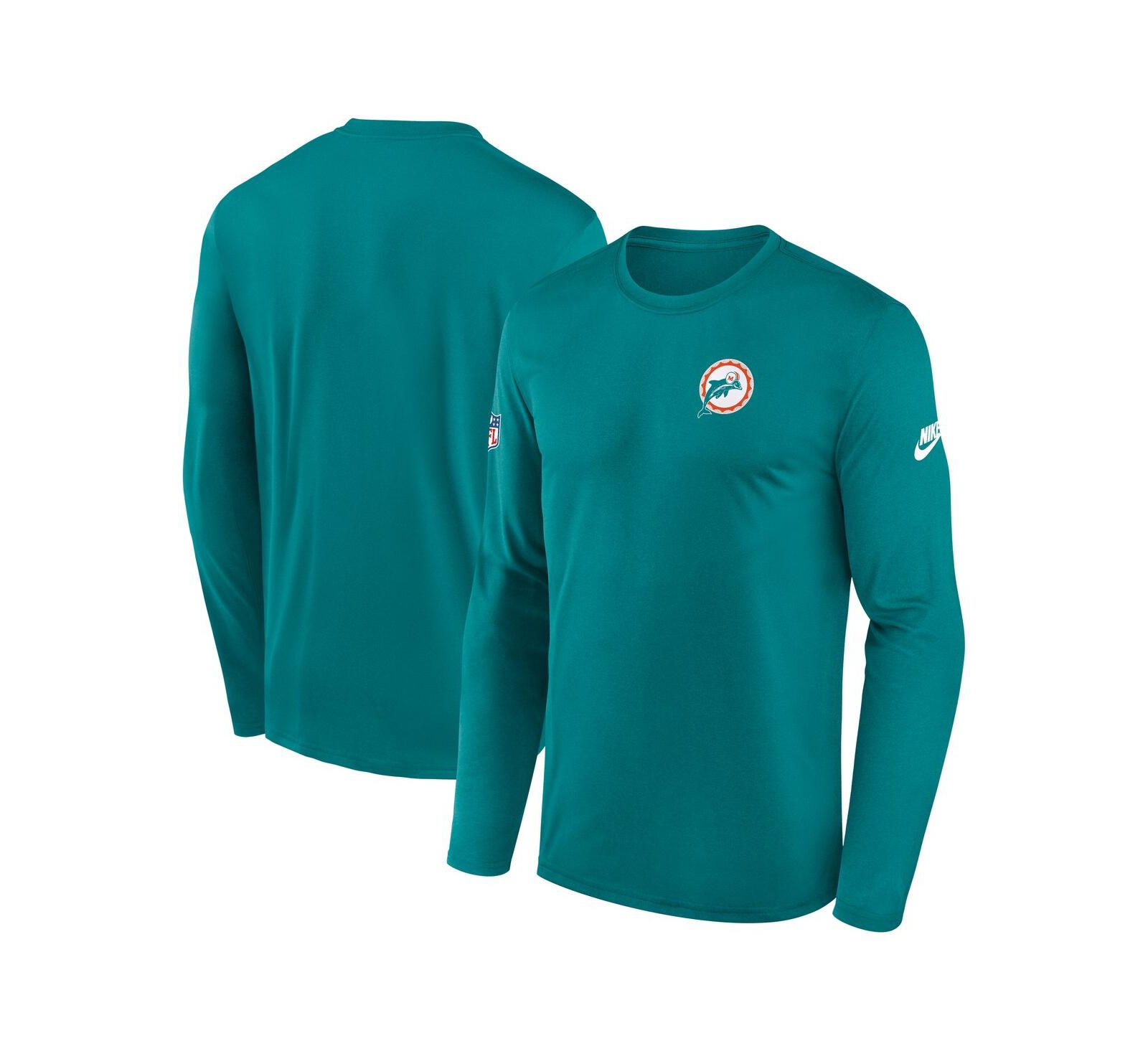 Nike Men's Aqua Miami Dolphins Legend Small Logo Performance Long Sleeve T-Shirt