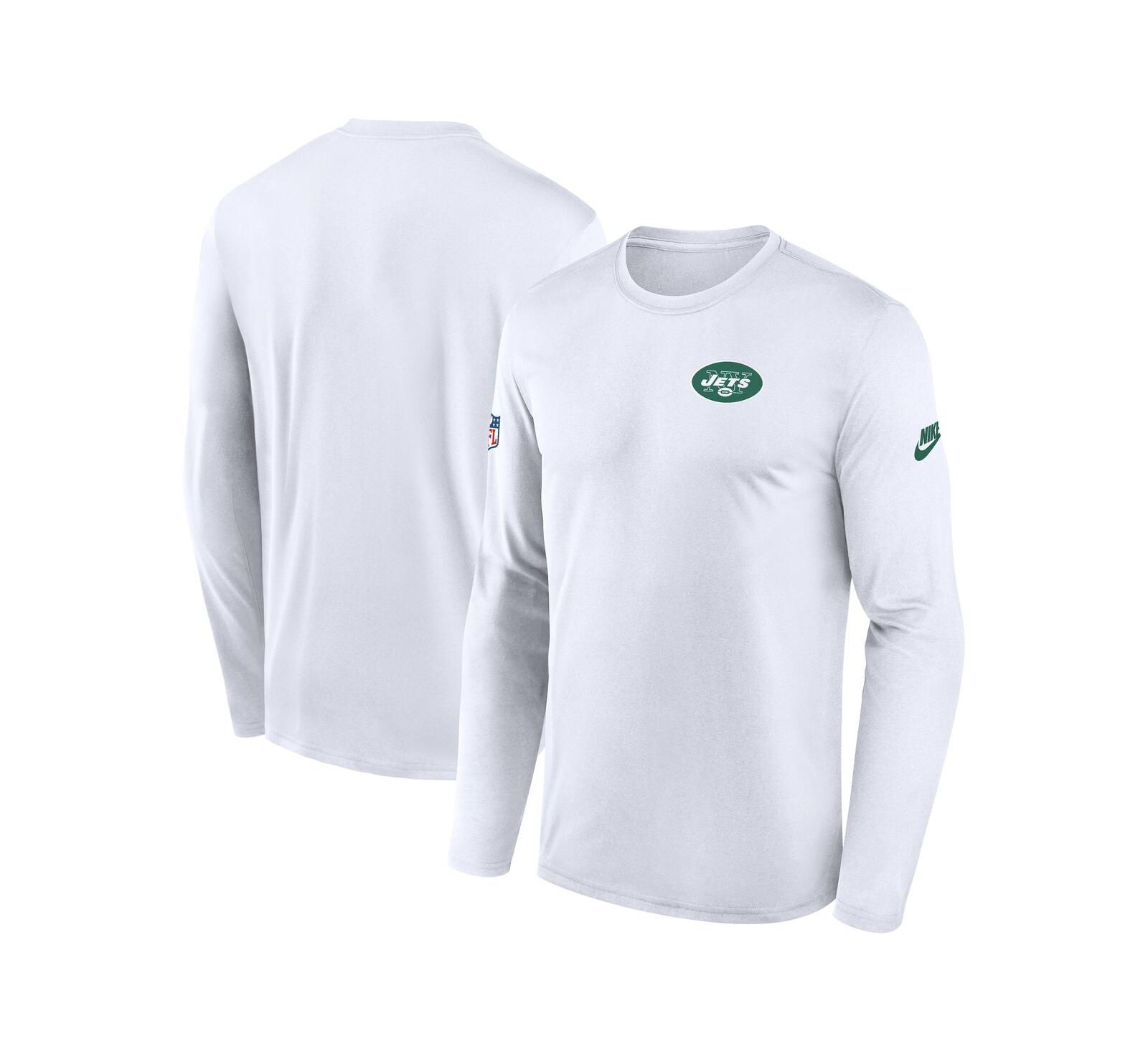 Nike Men's White New York Jets Legend Small Logo Performance Long Sleeve T-Shirt