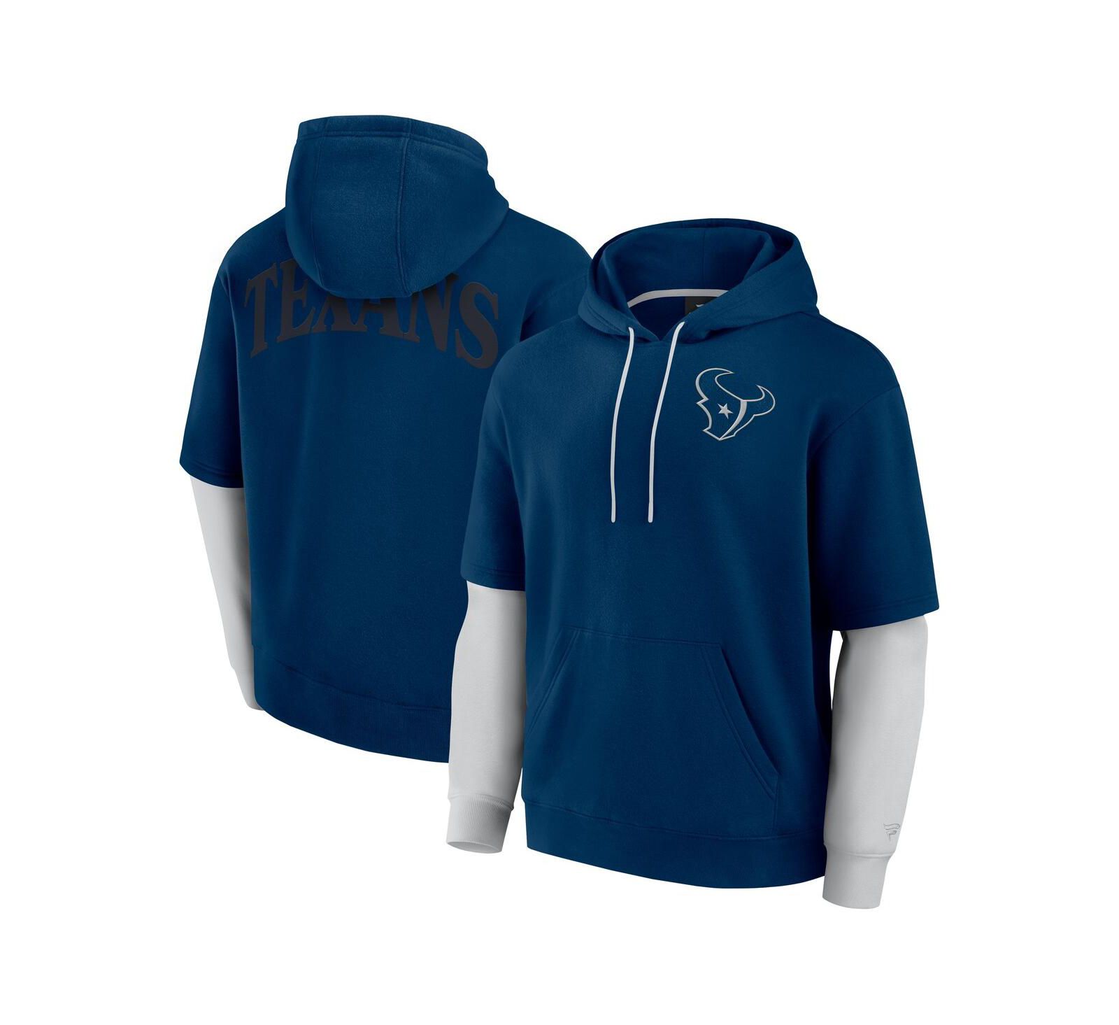 Худи Fanatics с длинным рукавом для мужчин и женщин, темно-синий Houston Texans Sleek Elements