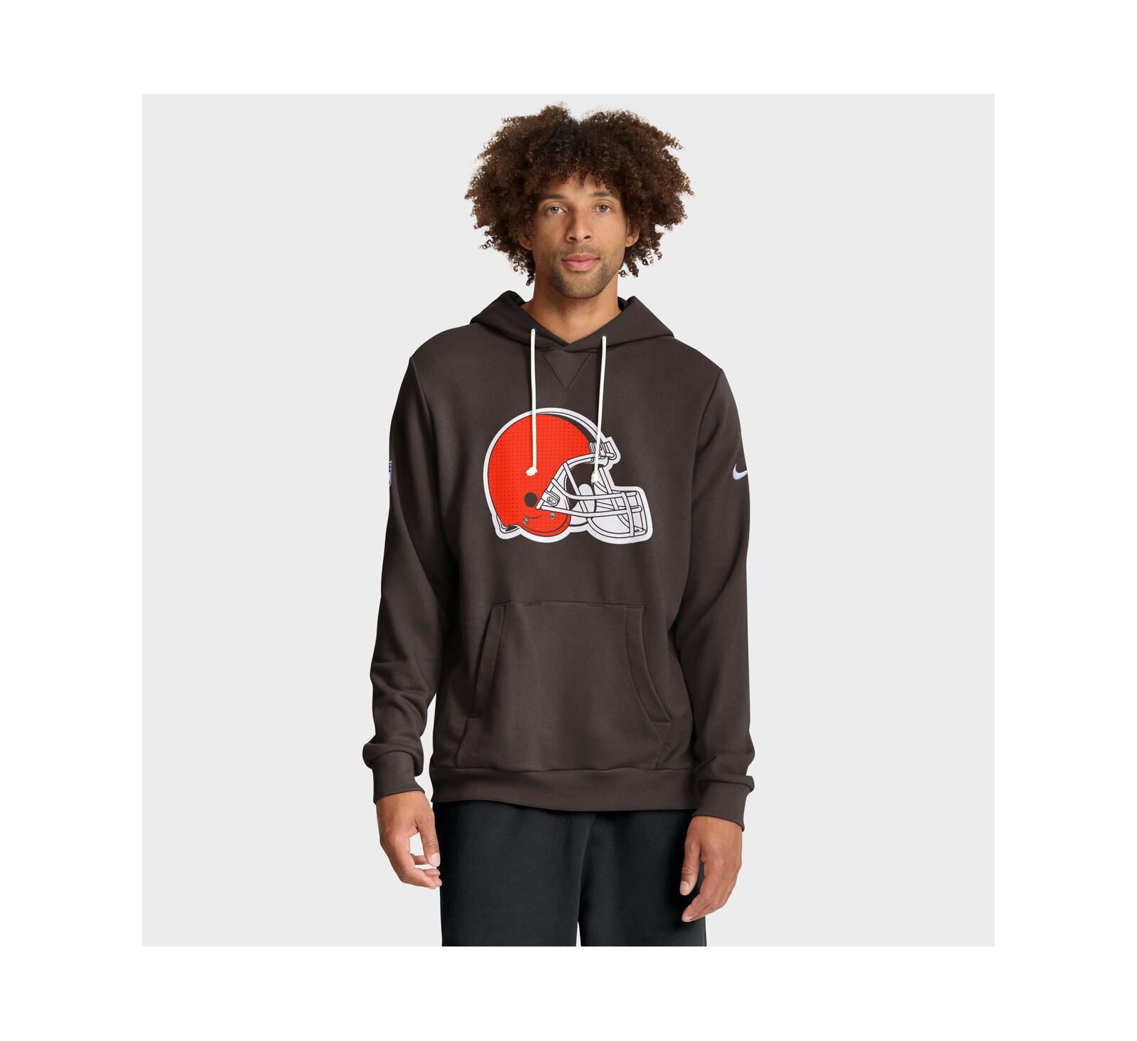 Nike Men's Brown Cleveland Browns Sideline Initial Home Performance Pullover Hoodie