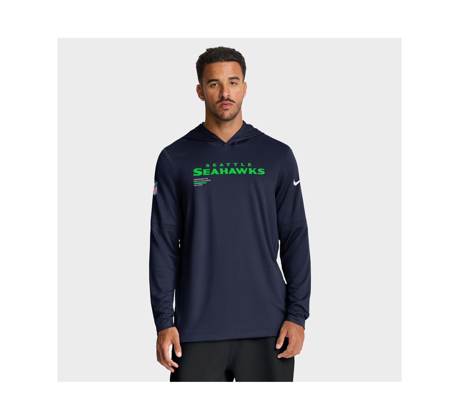 Nike Мужская спортивная футболка с длинным рукавом Seattle Seahawks Sideline Pure Fury, темно-синий