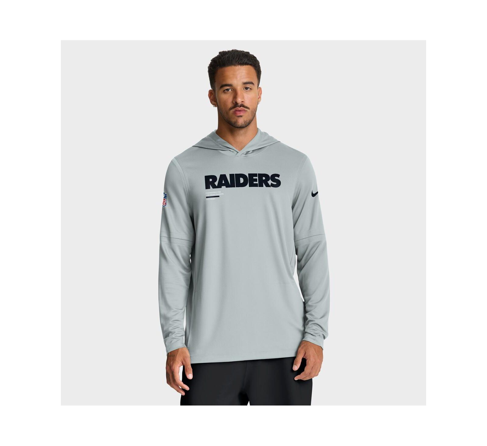 Nike Мужская толстовка Silver Las Vegas Raiders Sideline Pure Fury Performance Long Sleeve