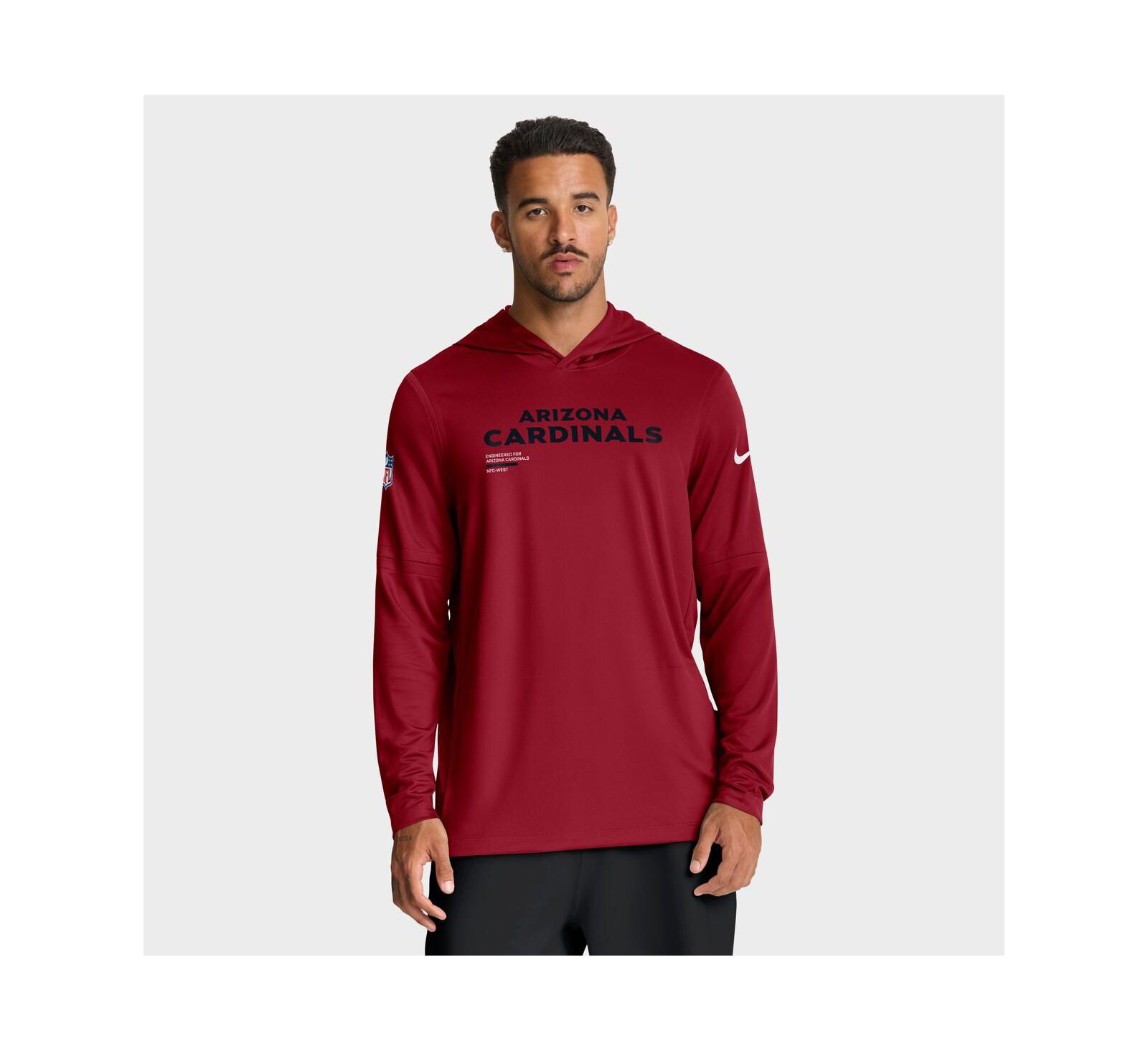 Nike Men's Cardinal Arizona Cardinals Sideline Pure Fury Performance Long Sleeve Hoodie T-Shirt