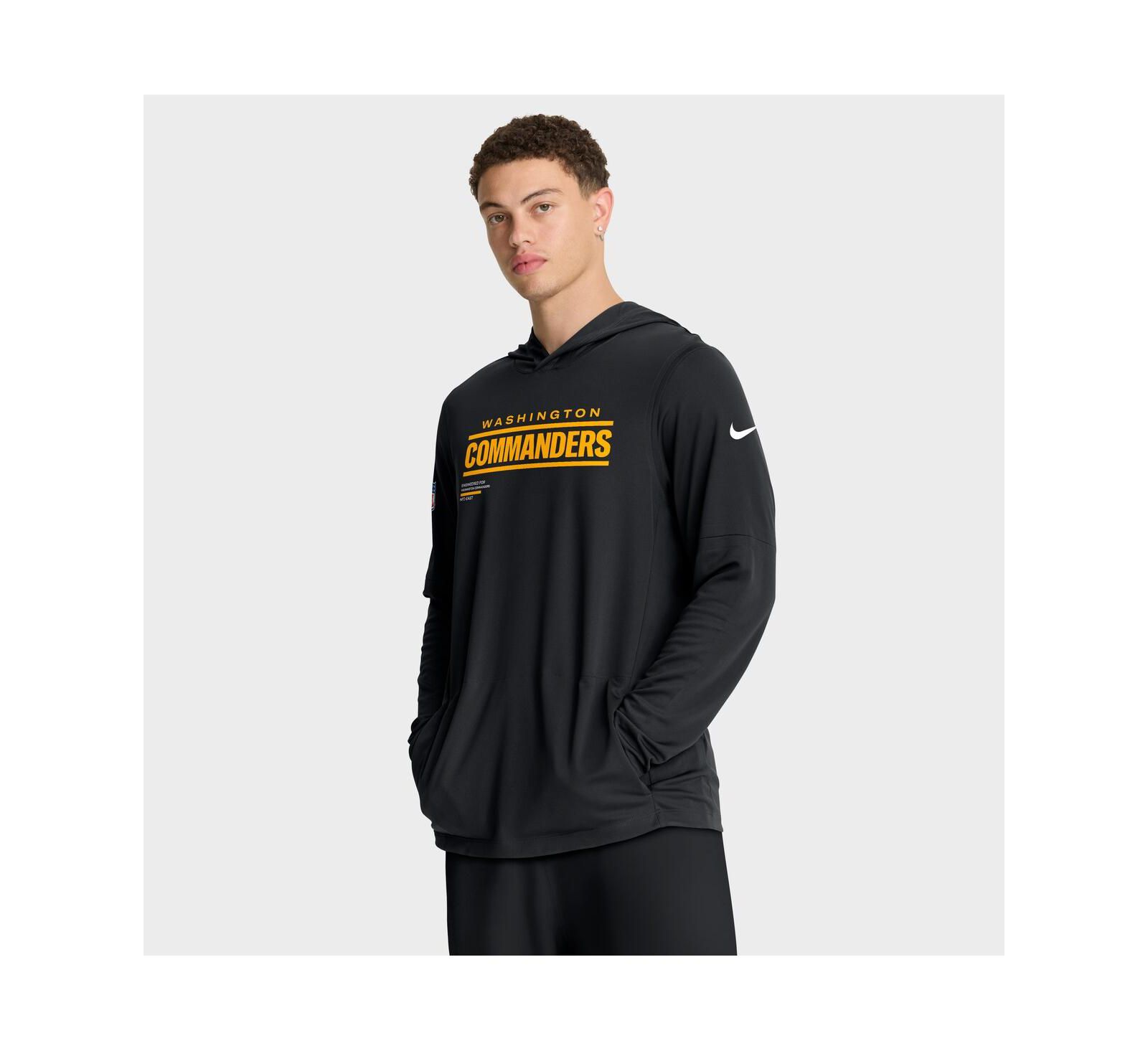 Мужская футболка Nike Washington Commanders Sideline Pure Fury Performance Long Sleeve Hoodie