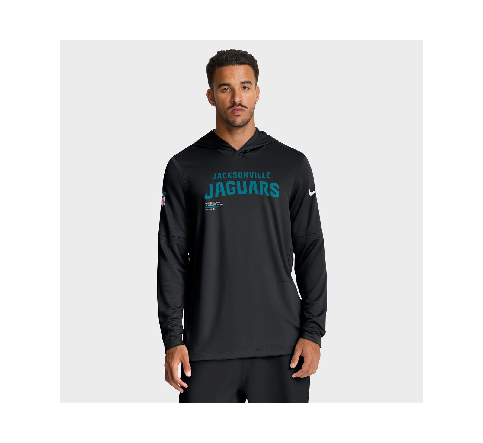 Мужское худи Nike Black Jacksonville Jaguars Sideline Pure Fury Performance с длинным рукавом