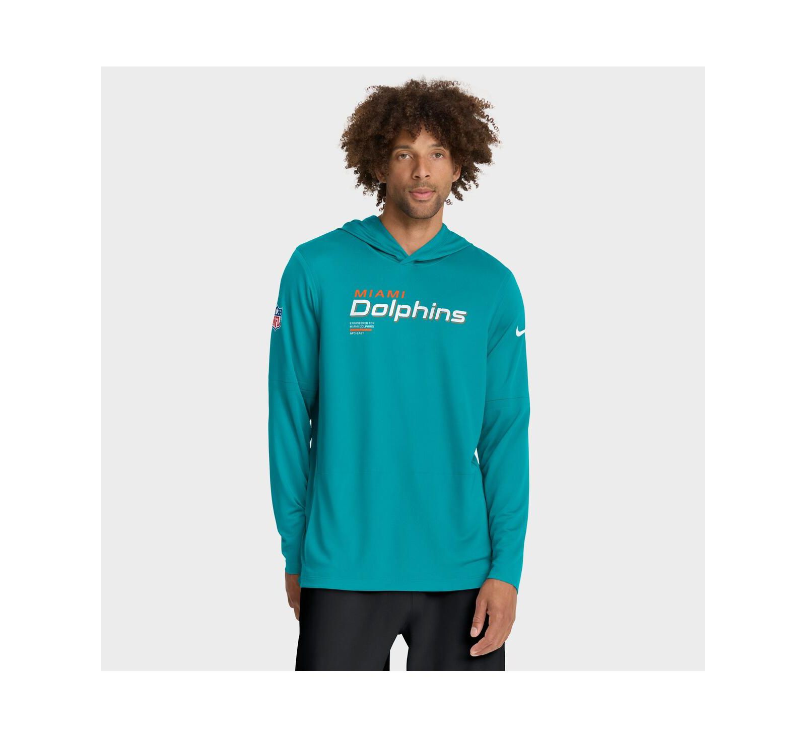 Nike Мужской лонгслив-худи Miami Dolphins Sideline Pure Fury, Aqua
