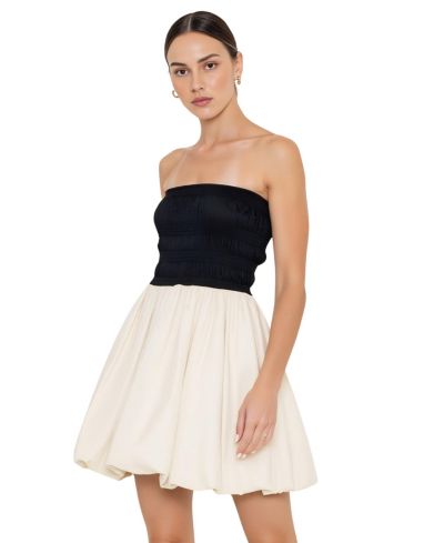 Женское мини-платье Modenaire Strapless Smocked Bodice Bubble Hem
