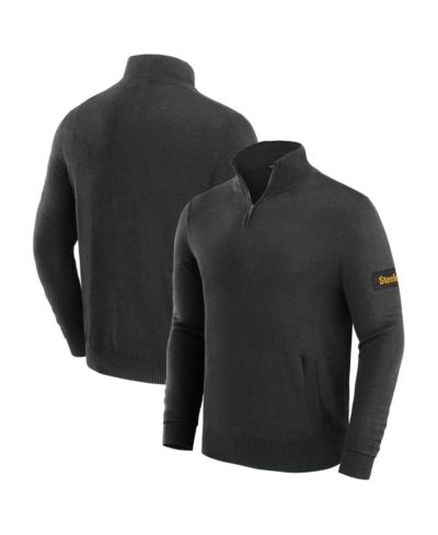 J. Palmer Men's Black Pittsburgh Steelers Franchise Quarter-Zip Sweater