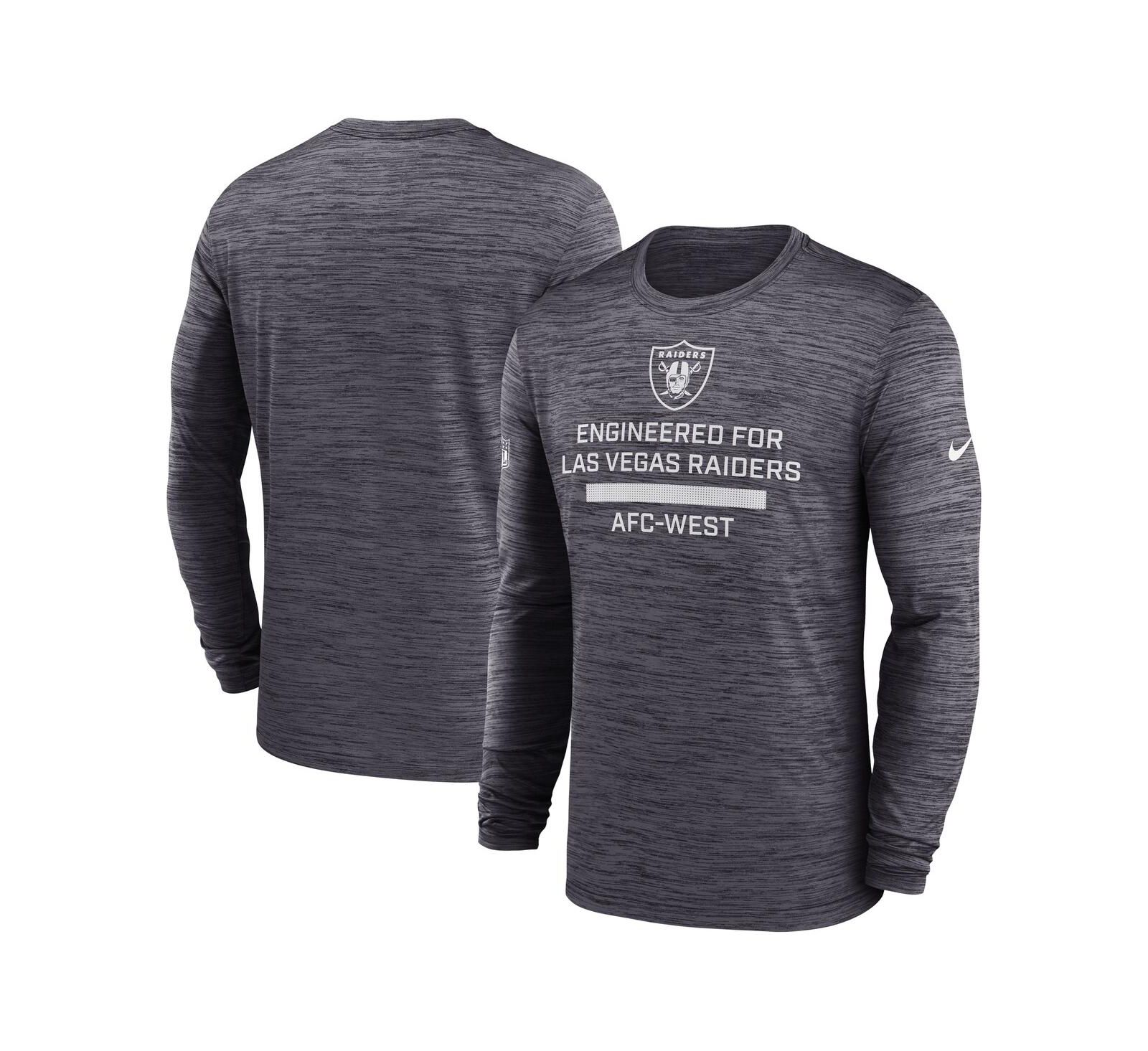 Nike Мужская футболка Nike Black Las Vegas Raiders Sideline Velocity Performance Long Sleeve