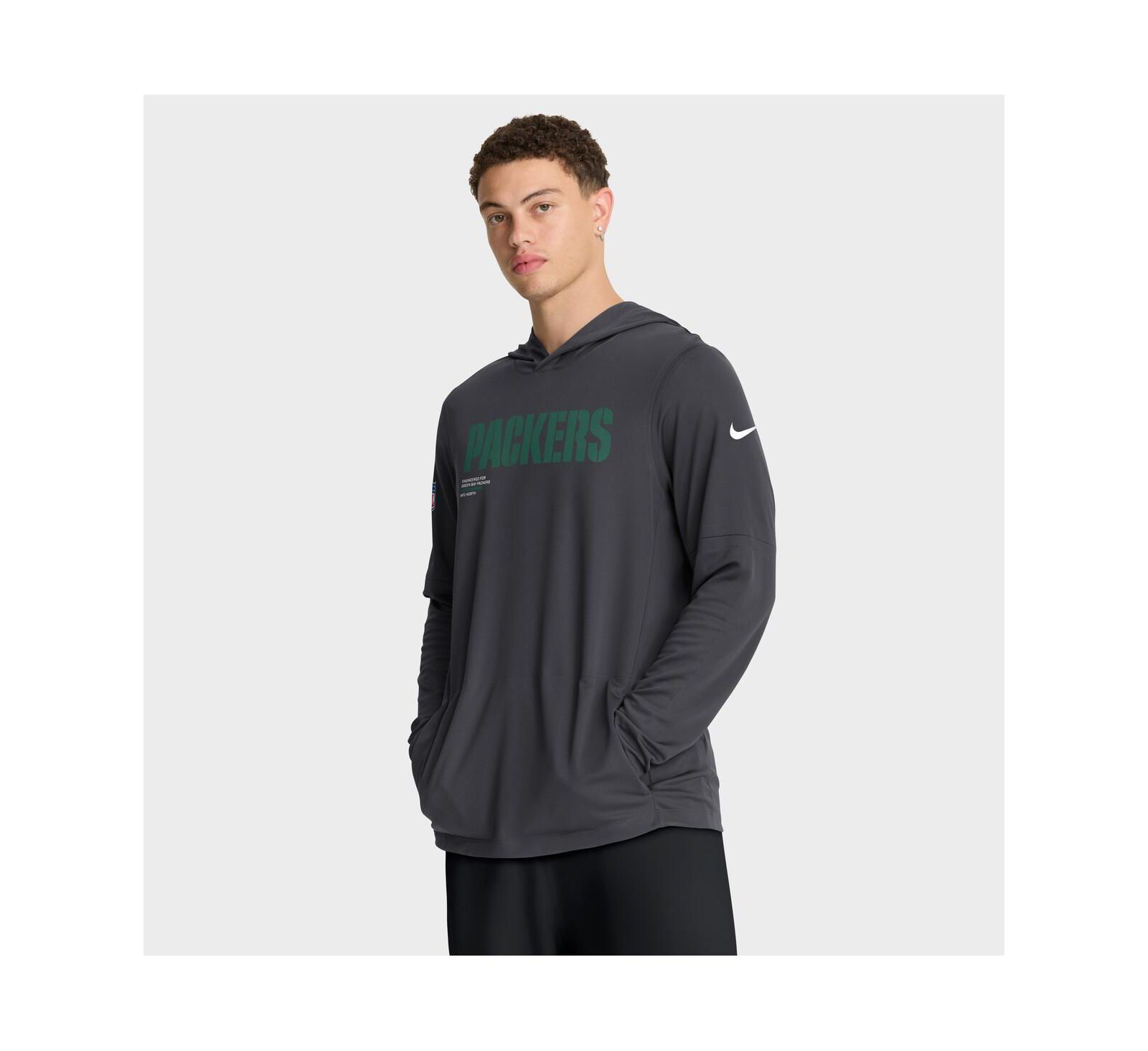 Мужская футболка-худи Nike Green Bay Packers Sideline Pure Fury Performance с длинным рукавом