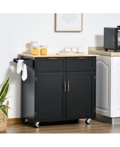 HALIFAX NORTH AMERICA Black Kitchen Trolley: Modern Rolling Cart with Adjustable Shelving