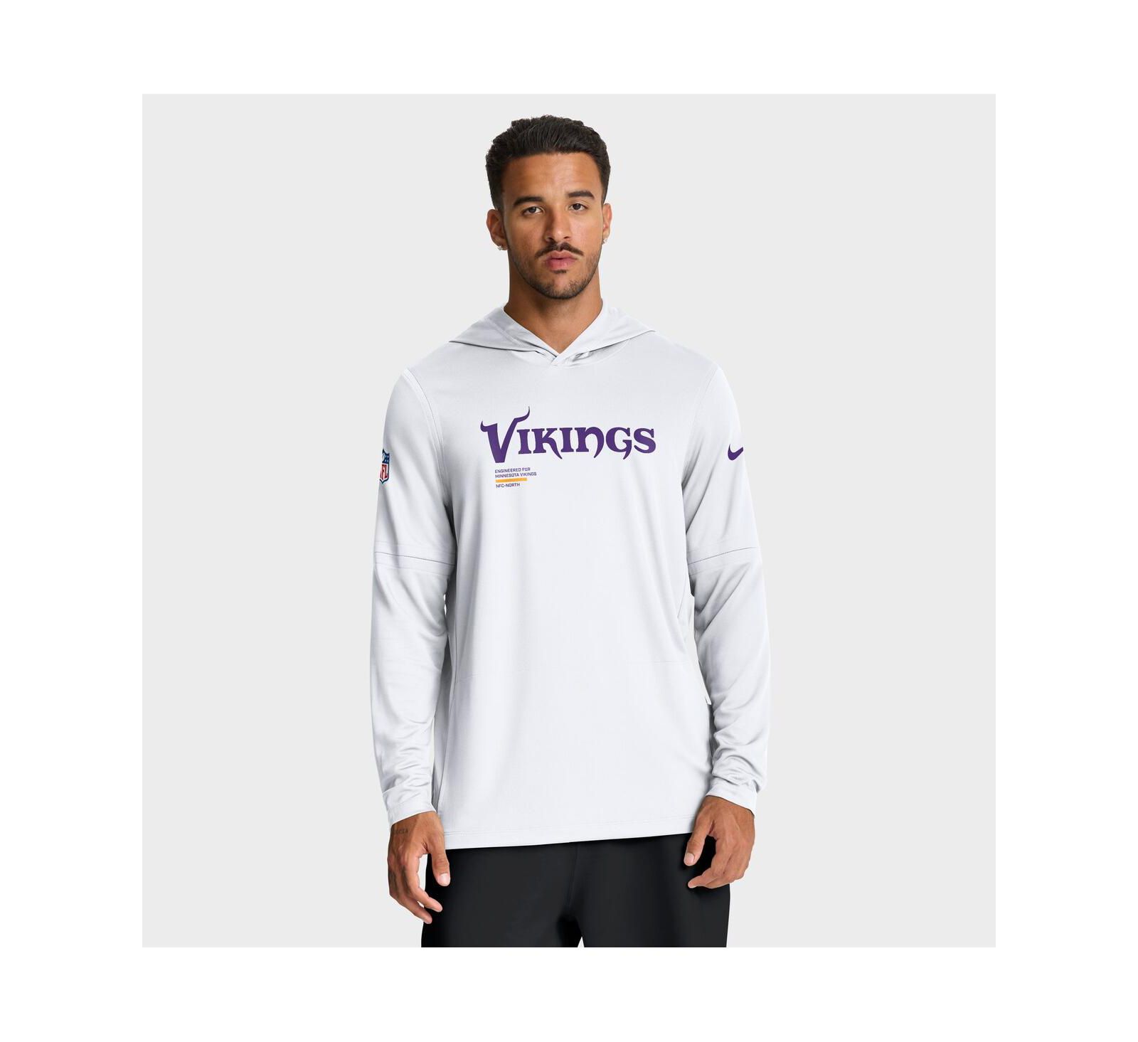 Мужская футболка Nike White Minnesota Vikings Sideline Pure Fury Performance Long Sleeve Hoodie