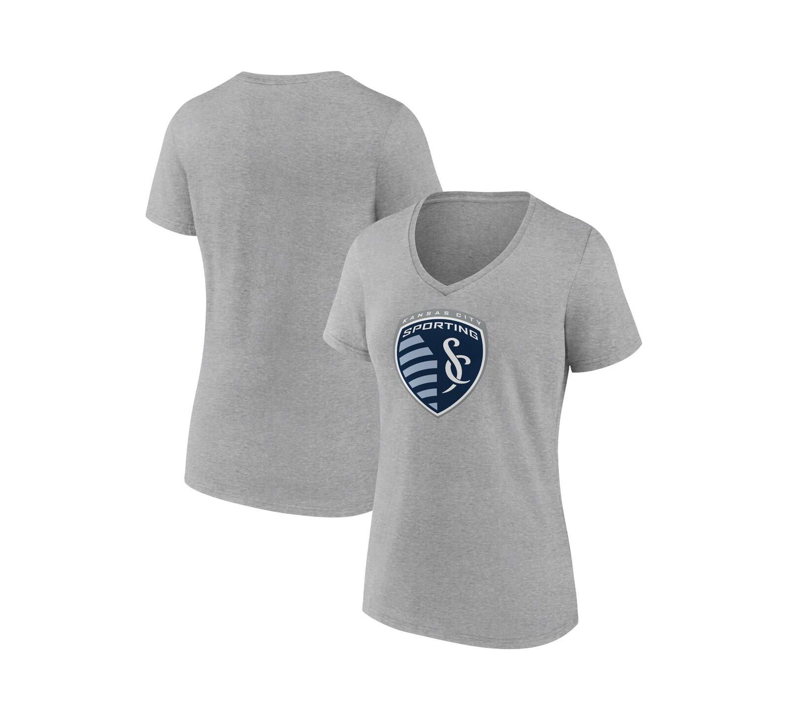 Fanatics Женская футболка Sporting Kansas City, стальная синий, V-образный вырез