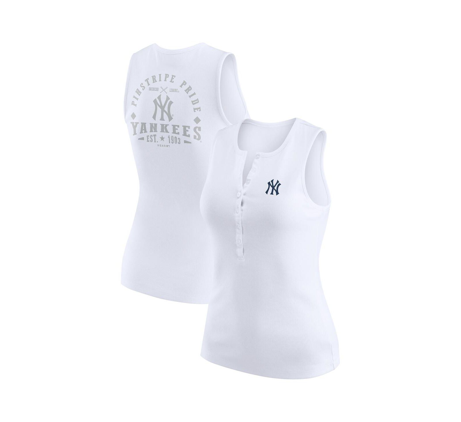 Женский трикотажный топ WEAR by Erin Andrews New York Yankees White Rib-Knit Henley