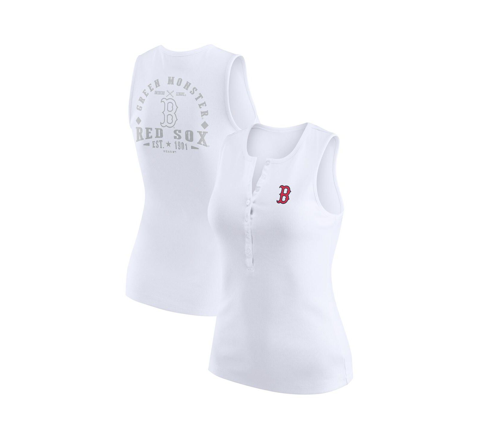 WEAR by Erin Andrews Женский трикотажный топ-майка Henley Boston Red Sox, белый