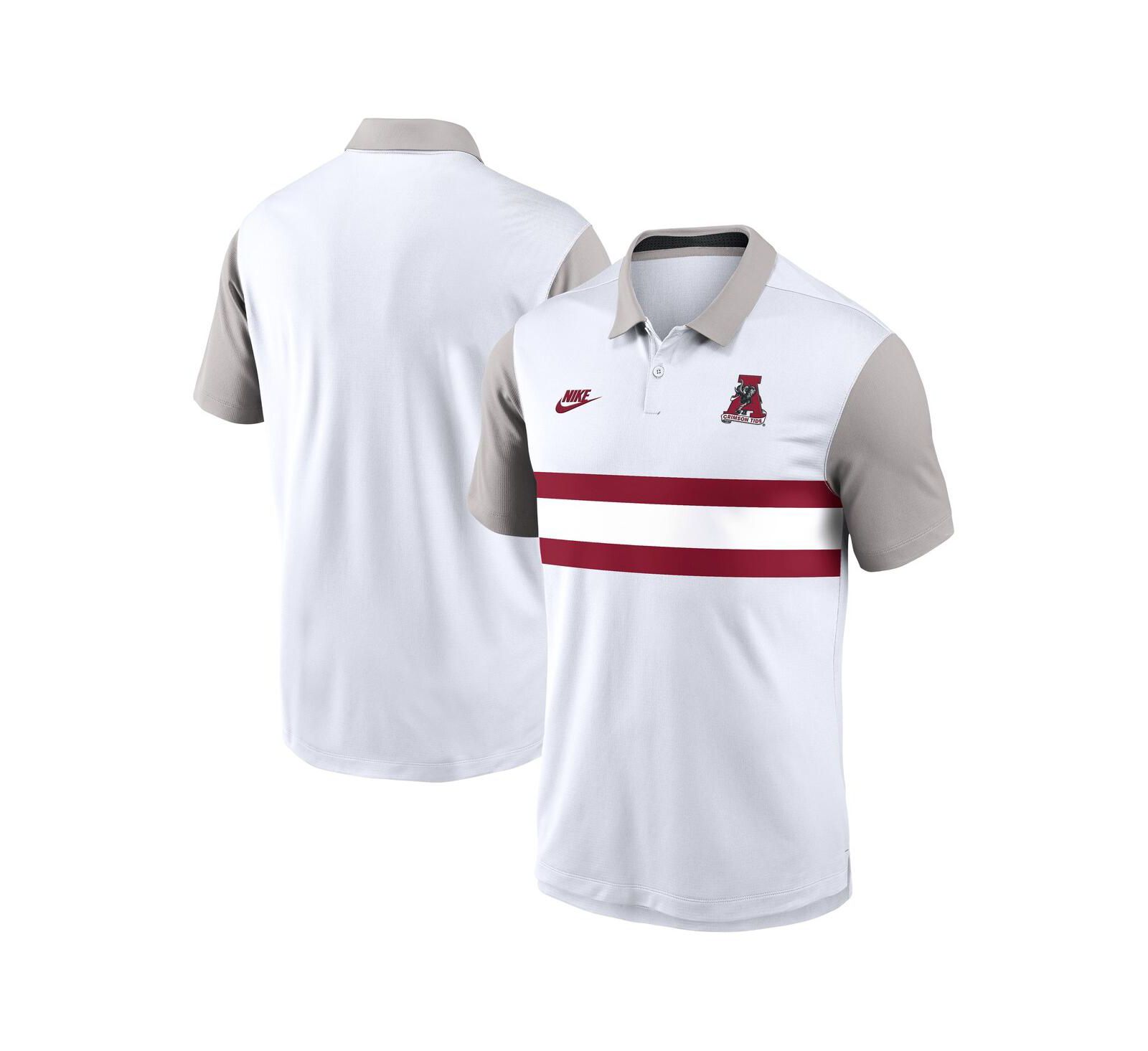 Nike Men's White/Gray Alabama Crimson Tide Athletic Prep Legacy Logo Vapor Performance Polo Shirt