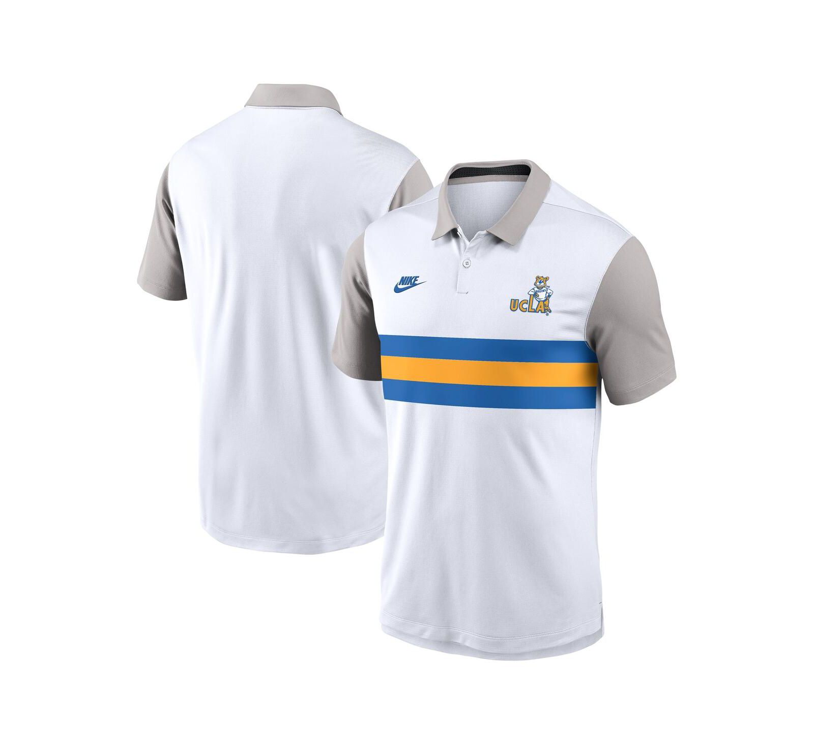 Nike Men's White/Gray UCLA Bruins Athletic Prep Legacy Logo Vapor Performance Polo Shirt