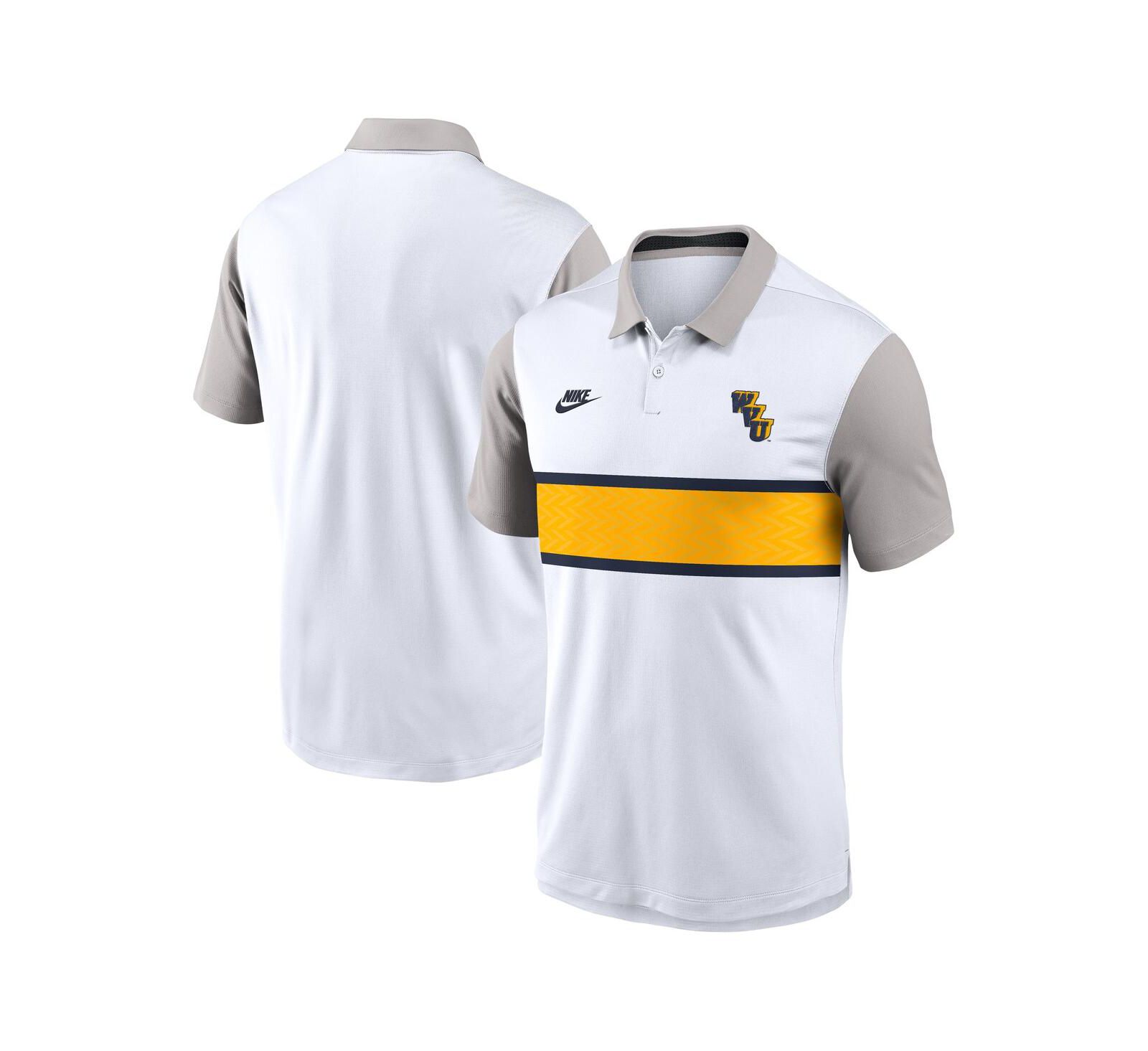 Nike Men's White/Gray West Virginia Mountaineers Athletic Prep Legacy Logo Vapor Performance Polo Shirt