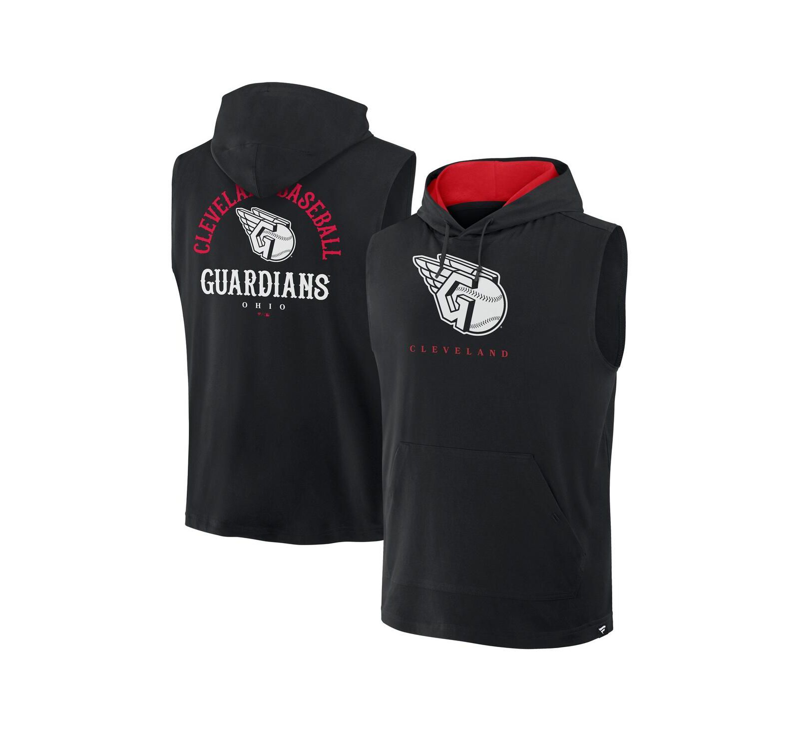 Мужской худи Fanatics Black Cleveland Guardians Fire Speed Sleeveless Pullover