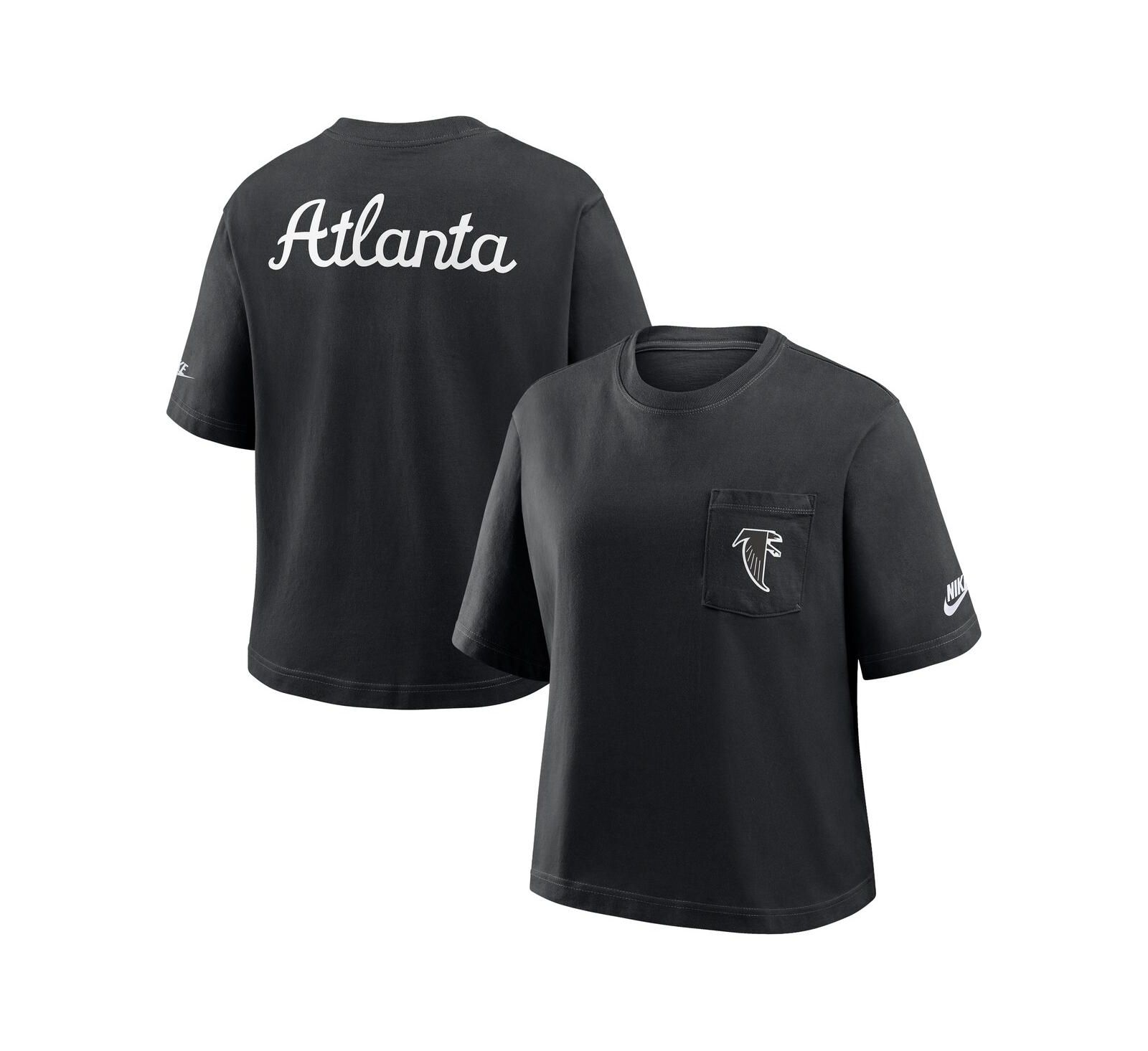 Nike Women's Black Atlanta Falcons Rewind Pocket Boxy T-Shirt