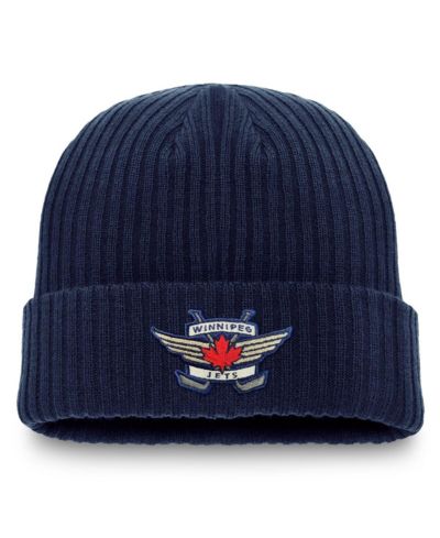 Мужская вязаная шапка Fanatics Navy Winnipeg Jets Component с манжетой