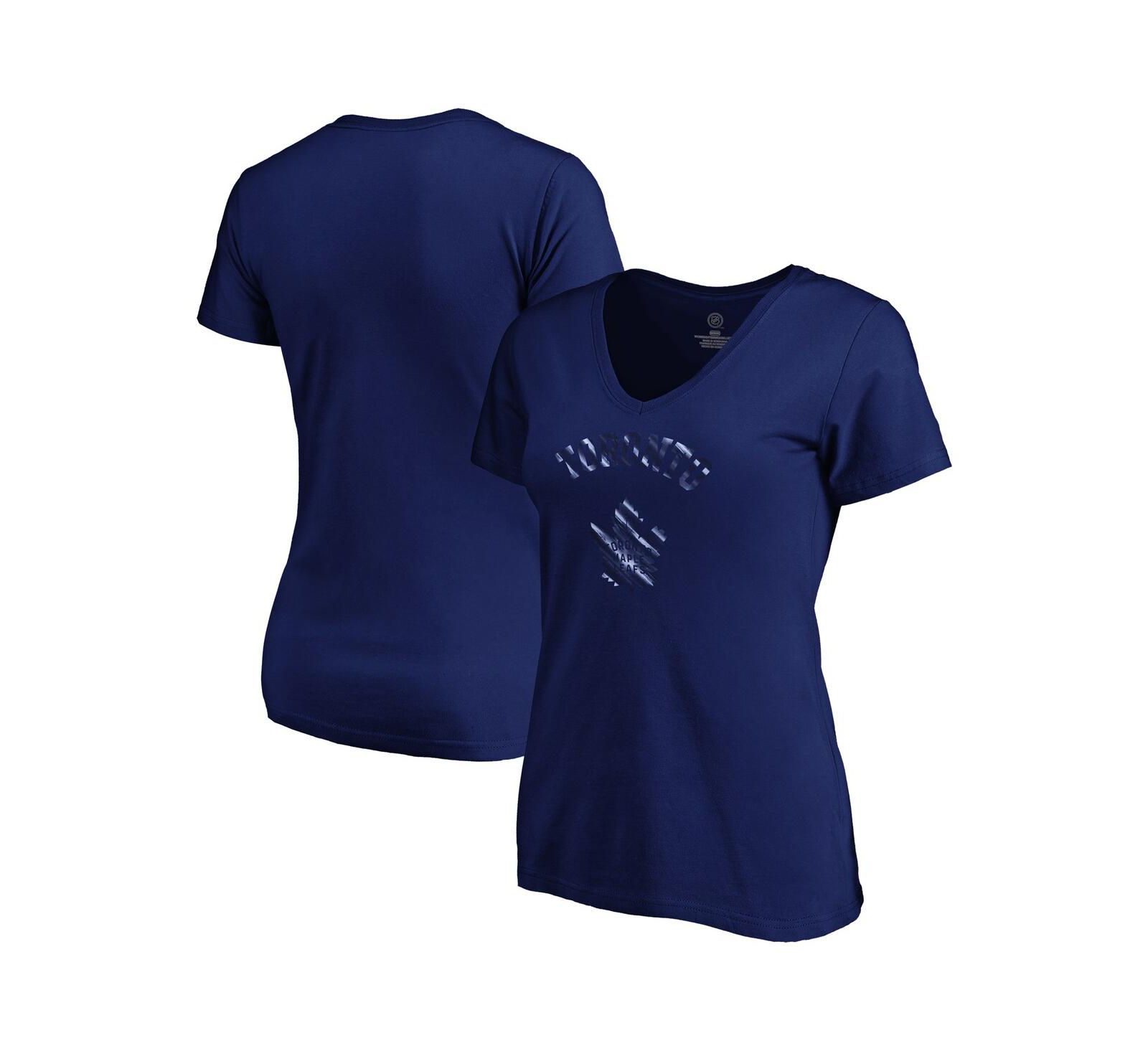 Fanatics Women's Navy Toronto Maple Leaf's Total Shine V-Neck T-Shirt