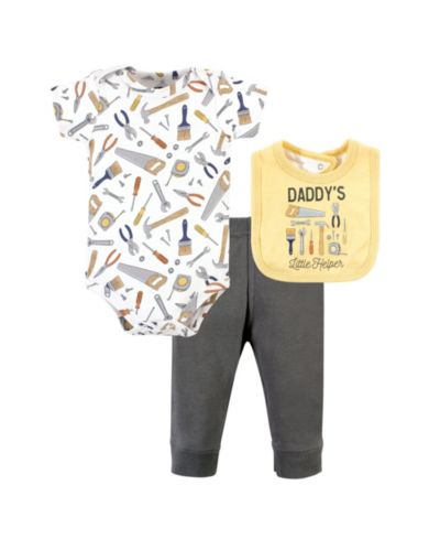Комплект одежды Hudson Baby для мальчиков Hudson Cotton: боди, брюки и нагрудник в тон
