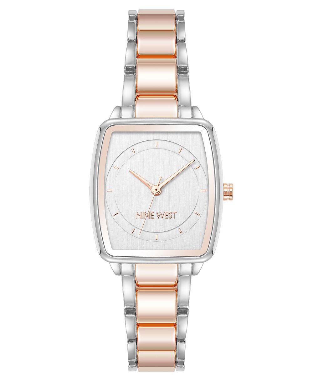 Anne Klein Женские кварцевые часы с круглым циферблатом, серебристый и розовое золото, металлический сплав, 26 мм