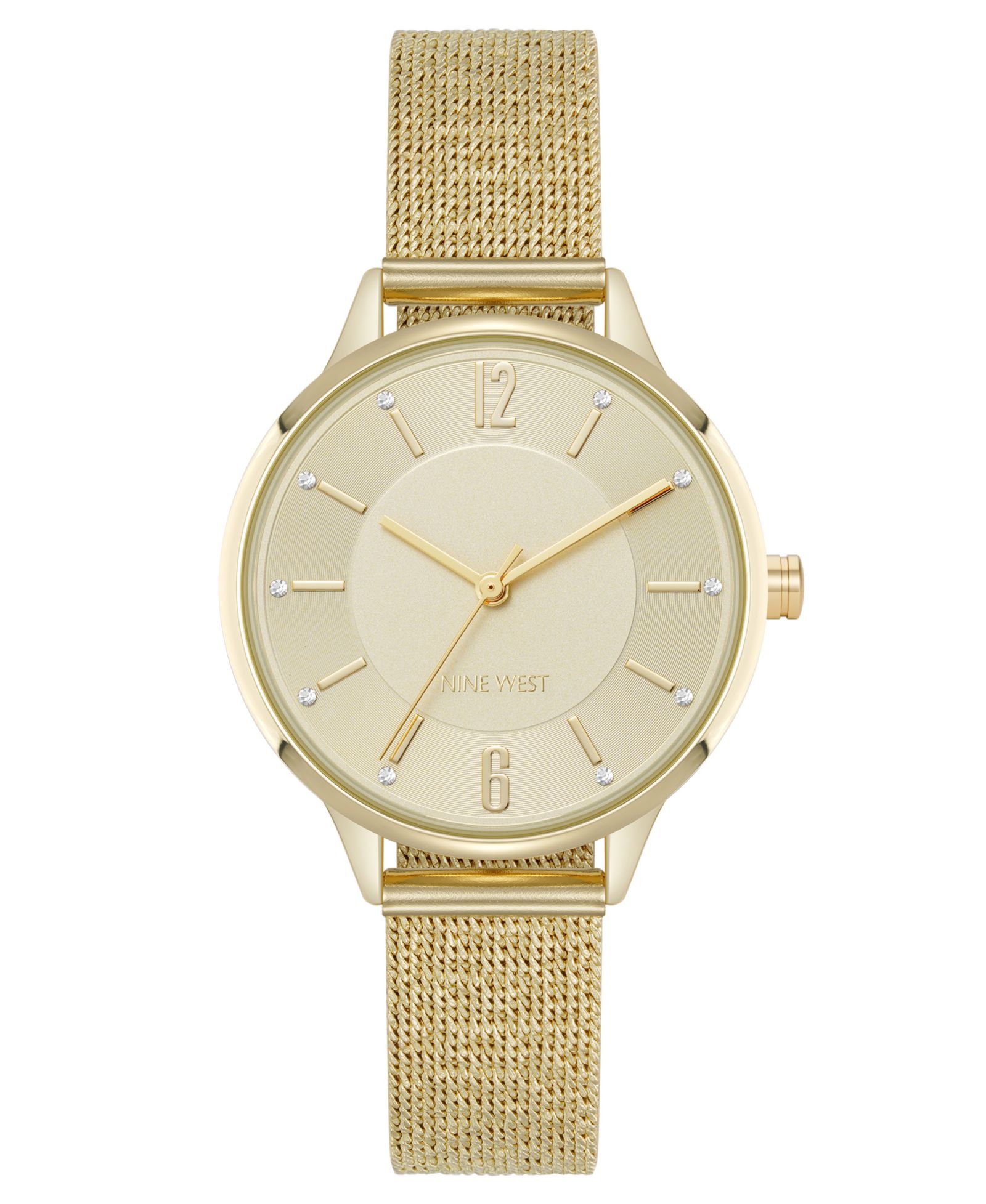 Женские кварцевые часы Nine West Capital Gold-Tone Stainless Steel Mesh 34mm