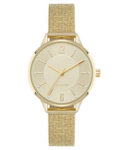 Nine West Women's Quartz Capital Gold-Tone Stainless Steel Mesh Watch, 34mm