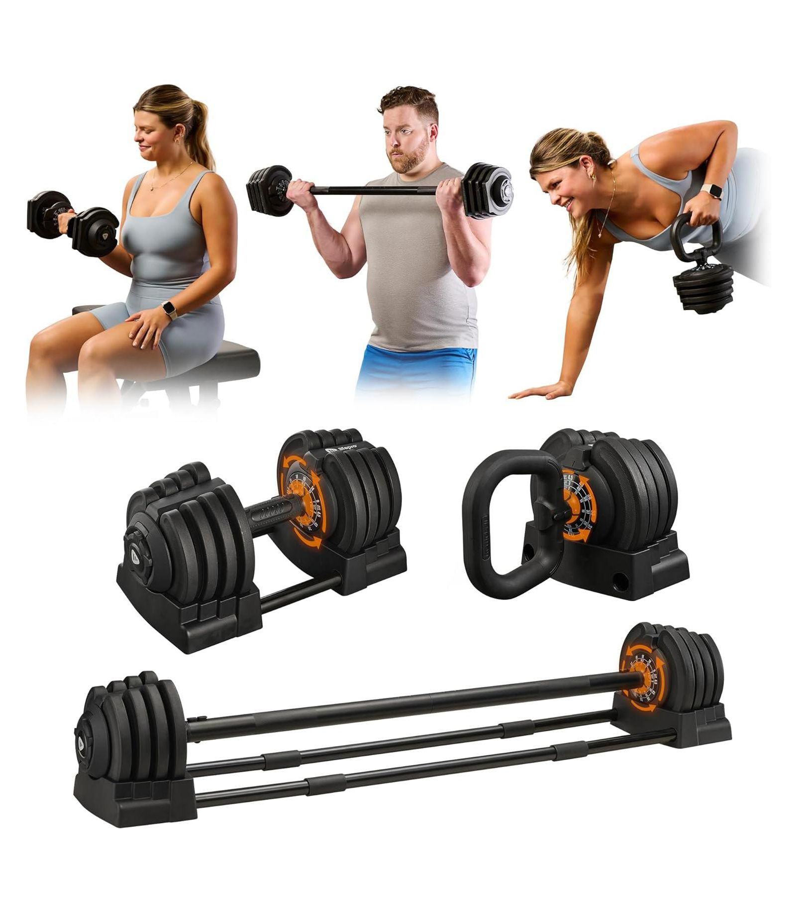 Lifepro Adjustable Dumbbell 43lb Single – Quick-Change Adjustable Weight with Anti-Slip Handle, Space-Saving Gym Weights for Home Fitness