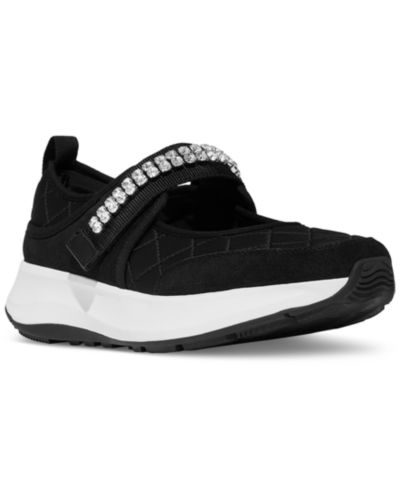 FitFlop Women's F-Mode Flow Crystal-Strap Quilted Mary Jane Flats