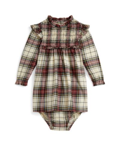 Детское платье и подгузник Polo Ralph Lauren Baby Girls' Plaid Cotton Jersey