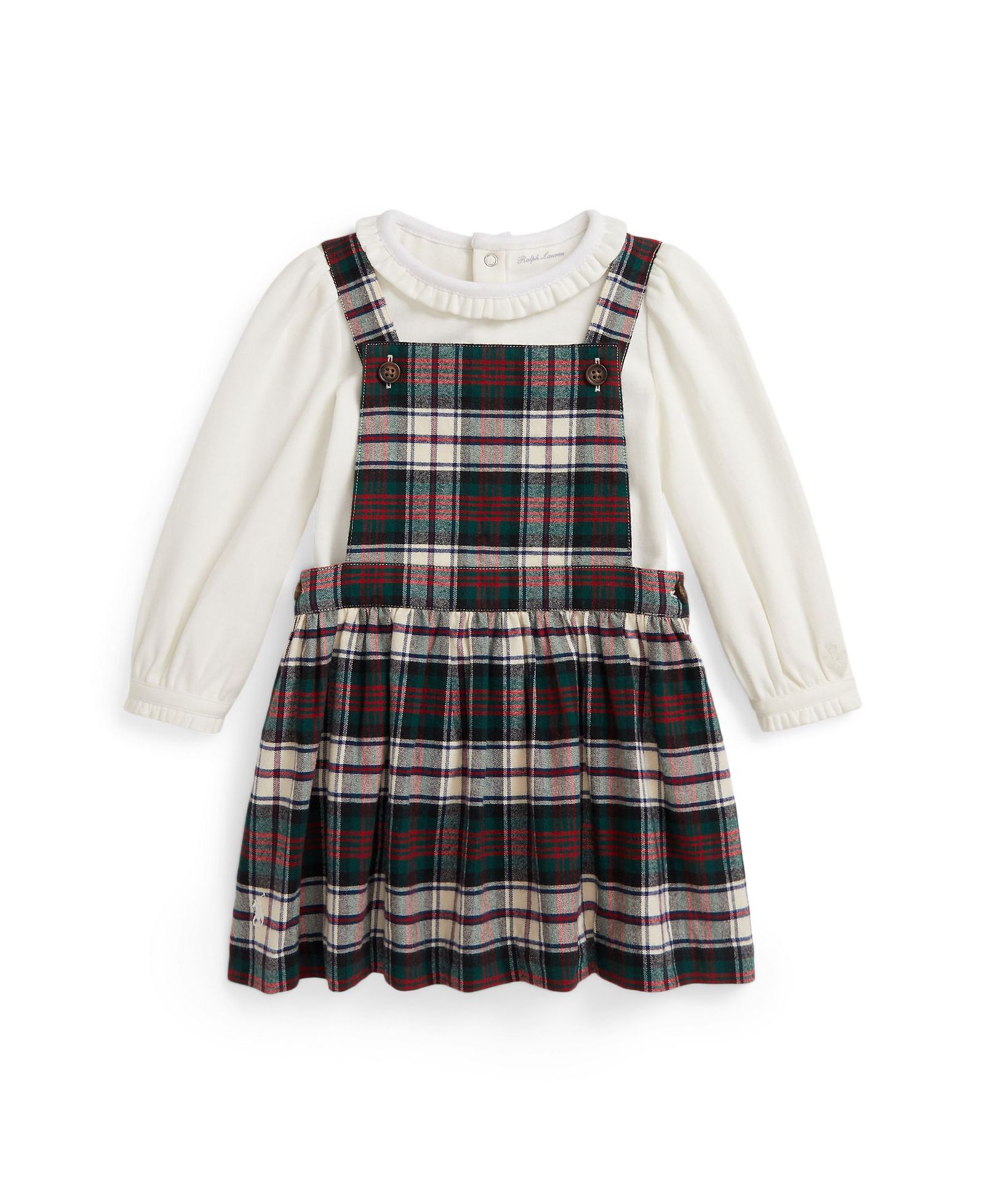 Polo Ralph Lauren Baby Girls' Interlock Bodysuit and Brushed Oxford Dress, 2-Piece Set