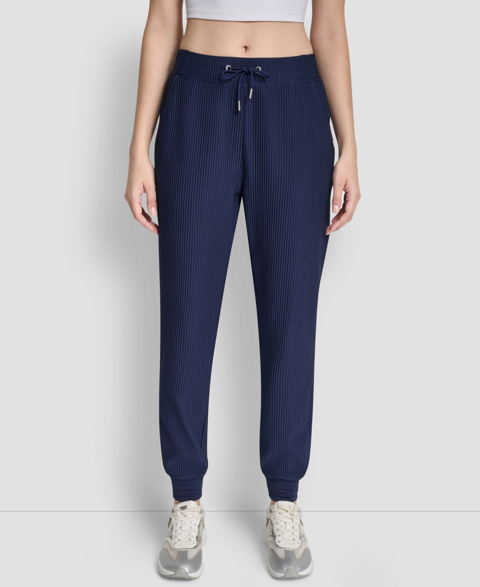 DKNY Women's Tech Ottoman Cuffed High Rise Joggers