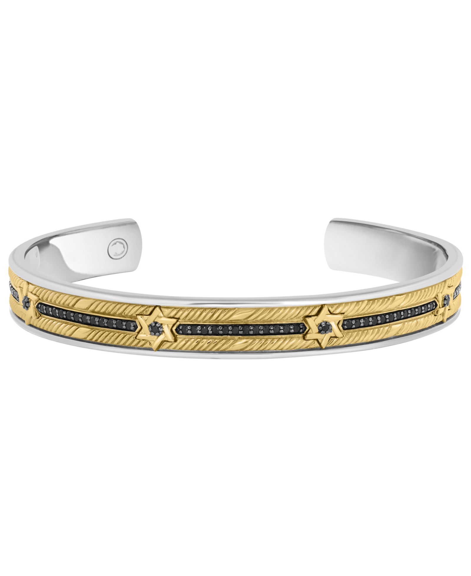 EFFY Collection Black Spinel Bangle Bracelet (3/4 ct. t.w.) in Sterling Silver and 18k Yellow Gold