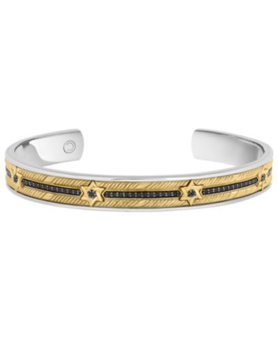 EFFY Collection Black Spinel Bangle Bracelet (3/4 ct. t.w.) in Sterling Silver and 18k Yellow Gold