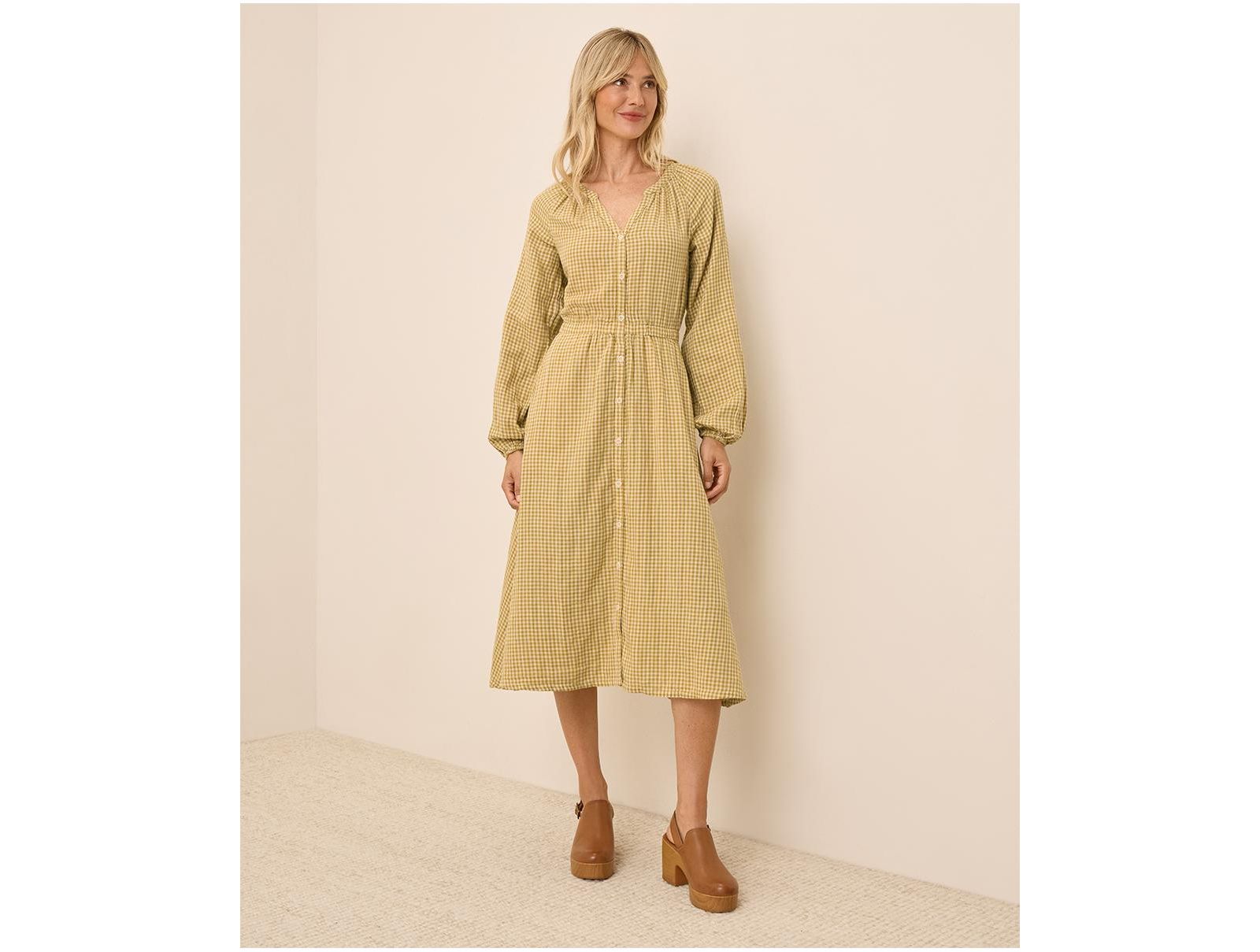Pact Organic Cotton Coastal Double Gauze Poet Sleeve Dress