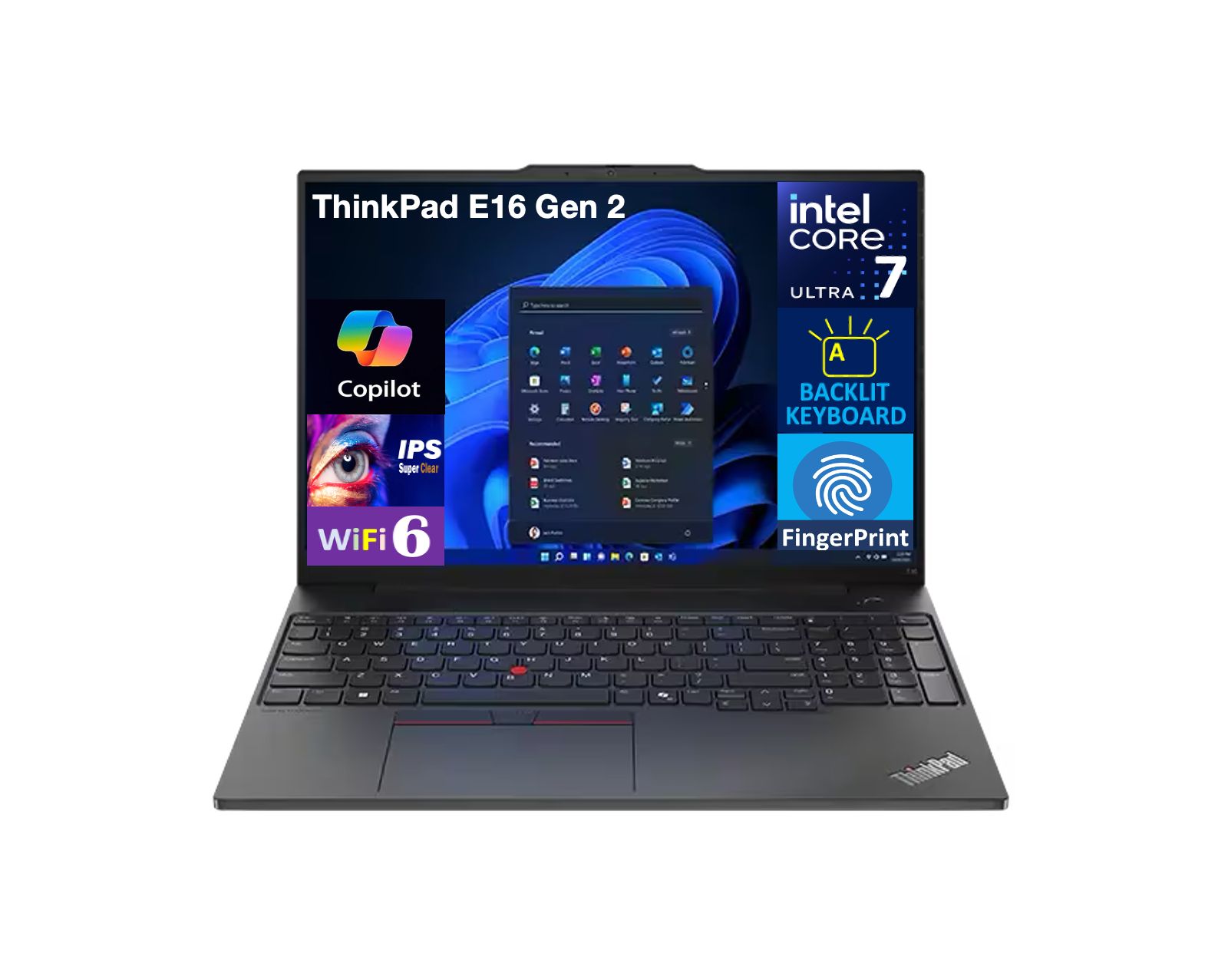Ноутбук Lenovo ThinkPad E16 Gen 2 16.0" IPS FHD Intel Core Ultra 7 155U, 16GB DDR5, 1TB SSD, Win 11 Home